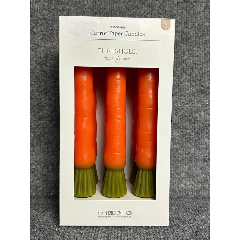 Threshold NWT 8” Carrot Taper Candles set of 6 unscented Spring Summer Easter